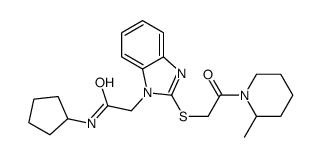 1H-Benzimidazole-1-acetamide,N-cyclopentyl-2-[[2-(2-methyl-1-piperidinyl)-2-oxoethyl]thio]-(9CI) Structure