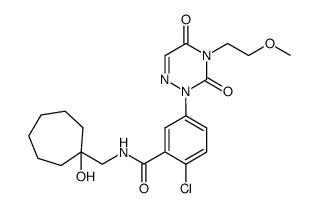 2-Chloro-N-(1-hydroxy-cycloheptylmethyl)-5-[4-(2-methoxy-ethyl)-3,5-dioxo-4,5-dihydro-3H-[1,2,4]triazin-2-yl]-benzamide结构式