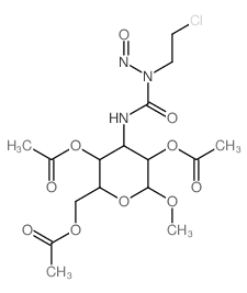 b-D-Glucopyranoside, methyl3-[[[(2-chloroethyl)nitrosoamino]carbonyl]amino]-3-deoxy-, 2,4,6-triacetate Structure