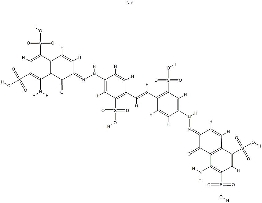 6,6'-[vinylenebis[(3-sulpho-p-phenylene)azo]]bis[4-amino-5-hydroxynaphthalene-1,3-disulphonic] acid, sodium salt structure