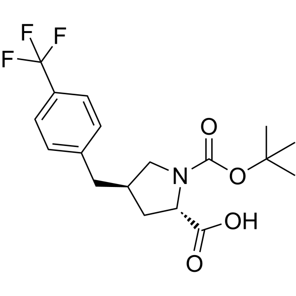 Boc-(R)-γ-(4-trifluoromethyl-benzyl)-L-proline结构式