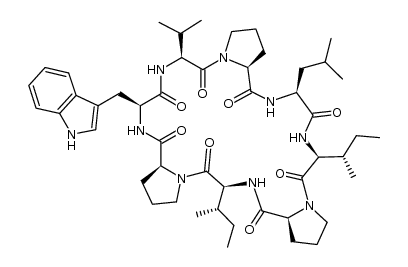 cyclo(L-Pro-L-Trp-L-Val-L-Pro-L-Leu-L-Ile-L-Pro-L-Ile) Structure