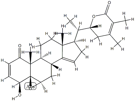 (22R)-1-Oxo-4β,22-dihydroxy-5,6β-epoxy-5β-ergosta-2,14,24-triene-26-oic acid δ-lactone structure