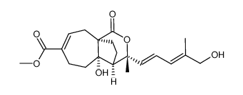 methyl (3R,4R,4aS,9aR)-4a-hydroxy-3-((1E,3E)-5-hydroxy-4-methylpenta-1,3-dien-1-yl)-3-methyl-1-oxo-3,4,4a,5,6,9-hexahydro-1H-4,9a-ethanocyclohepta[c]pyran-7-carboxylate结构式