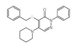 4-(Benzylthio)-2-phenyl-5-(1-piperidinyl)-3(2H)-pyridazinone结构式