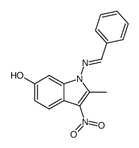 1-benzylideneamino-6-hydroxy-2-methyl-3-nitro-1H-indole结构式