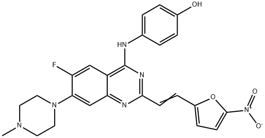 4-({6-Fluoro-7-(4-methyl-1-piperazinyl)-2-[2-(5-nitro-2-furyl)vinyl]-4-quinazolinyl}amino)phenol图片