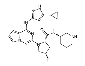 (2S,4R)-1-(4-(5-cyclopropyl-1H-pyrazol-3-ylamino)pyrrolo[1,2-f][1,2,4]triazin-2-yl)-4-fluoro-N-((R)-piperidin-3-yl)pyrrolidine-2-carboxamide Structure