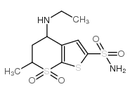 4-(乙基氨基)-5,6-二氢-6-甲基-4H-噻吩并[2,3-b]噻喃-2-磺酰胺 7,7-二氧化物结构式