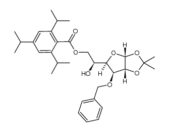 3-O-benzyl-1,2-O-isopropylidene-6-O-(2,4,6-triisopropylbenzoyl)-β-L-idofuranose结构式