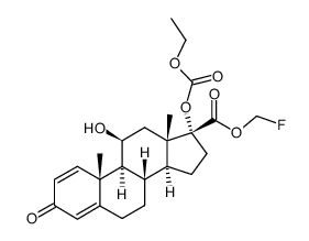 fluoromethyl 17-ethoxycarbonyloxy-11-hydroxyandrosta-1,4-dien-3-one-17-carboxylate结构式