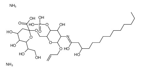 allyl 6-O-(3-deoxyoct-2-ulopyranosylonic acid)-(1-6)-2-deoxy-2-(3-hydroxytetradecanamido)glucopyranoside 4-phosphate structure