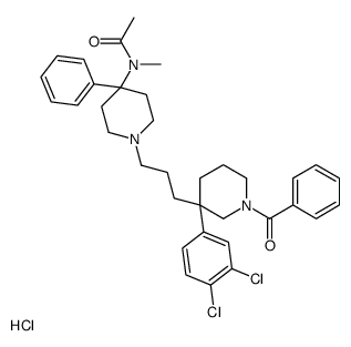 N-[1-[3-[1-benzoyl-3-(3,4-dichlorophenyl)piperidin-3-yl]propyl]-4-phenylpiperidin-4-yl]-N-methylacetamide,hydrochloride Structure