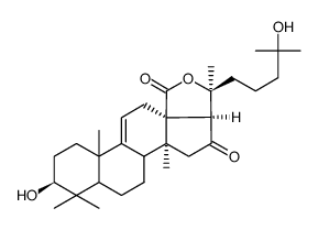 3β,20,25-Trihydroxy-16-oxo-5α-lanost-9(11)-en-18-oic acid γ-lactone Structure