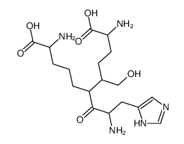 2,10-diamino-6-[2-amino-3-(1H-imidazol-5-yl)propanoyl]-5-(hydroxymethyl)undecanedioic acid Structure