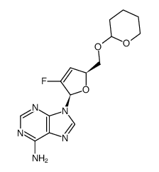 9-(2,3-deoxy-2-fluoro-5-O-tetrahydropyran-2-yl-β-D-glycero-pent-2-enofuranosyl)adenine Structure