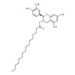 (2R-trans)-2-(3,4-dihydroxyphenyl)-3,4-dihydro-5,7-dihydroxy-2H-1-benzopyran-3-yl palmitate structure