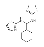 1-cyclohexyl-N,N-bis(1,3-thiazol-2-yl)methanediamine结构式