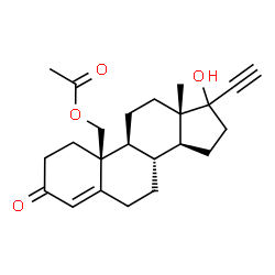 10-acetoxy-17-hydroxy-17-ethinylestr-4-en-3-one结构式