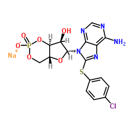 8-(4-氯苯硫基)-鸟苷 3′,5′-环单磷酸 钠盐结构式