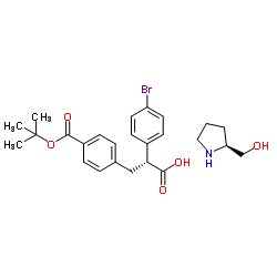 (R)-2-(4-bromophenyl)-3-(4-tert-butoxycarbonylphenyl)propionate (S)-2-hydroxymethyl pyrrolidinium structure