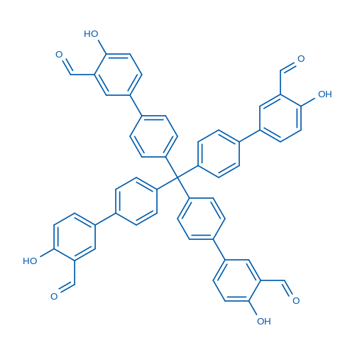 4',4''',4''''',4'''''''-甲烷四基四(4-羟基-[1,1'-联苯]-3-甲醛)结构式