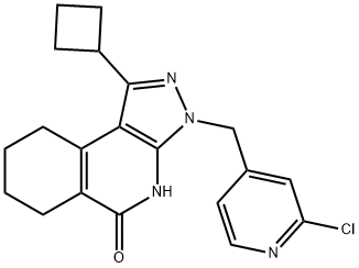 3-((2-Chloropyridin-4-yl)methyl)-1-cyclobutyl-3,4, 6,7,8,9-hexahydro-5H-pyrazolo[3,4-c]isoquinolin-5-one... Structure