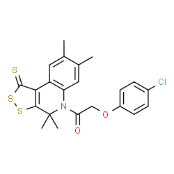 2-(4-Chlorophenoxy)-1-(4,4,7,8-tetramethyl-1-thioxo-1,4-dihydro-5H-[1,2]dithiolo[3,4-c]quinolin-5-yl)ethanone Structure