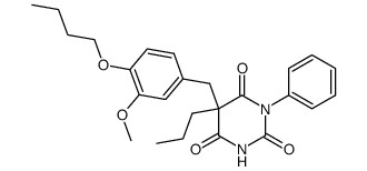 5-(4-butoxy-3-methoxy-benzyl)-1-phenyl-5-propyl-pyrimidine-2,4,6-trione结构式