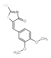 (5E)-5-(3,4-二甲氧基亚苄基)-2-疏基-1,3-噻唑-4(5H)-酮结构式