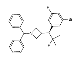 3-[(1S)-1-(3-bromo-5-fluorophenyl)-2-fluoro-2-methylpropyl]-1-(diphenylmethyl)azetidine Structure