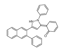 6-[2-phenyl-5-(3-phenylnaphthalen-2-yl)-1H-pyrazol-3-ylidene]cyclohexa-2,4-dien-1-one结构式