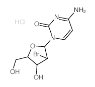 2(1H)-Pyrimidinone, 4-amino-1-(2-bromo-2-deoxy-.beta.-D- arabinofuranosyl)-, monohydrochloride structure