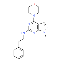 1-methyl-4-(morpholin-4-yl)-N-(2-phenylethyl)-1H-pyrazolo[3,4-d]pyrimidin-6-amine structure