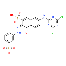 7-[(4,6-dichloro-1,3,5-triazin-2-yl)amino]-4-hydroxy-3-[(3-sulphophenyl)azo]naphthalene-2-sulphonic acid结构式