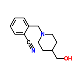 2-(4-HydroxyMethyl-piperidin-1-ylmethyl)-benzonitrile结构式