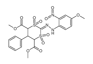 2-[(4-Methoxy-2-nitro-phenyl)-hydrazono]-1,1,3,3-tetraoxo-5-phenyl-1λ6,3λ6-[1,3]dithiane-4,6-dicarboxylic acid dimethyl ester Structure