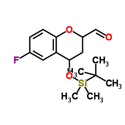 4-tert-Butyldimethylsilyloxy-6-fluoro-2-formyl-3,4-dihydro-2H-1-benzopyran (Mixture of Diastereomers) picture