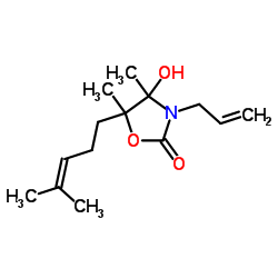 3-Allyl-4-hydroxy-4,5-dimethyl-5-(4-methyl-3-penten-1-yl)-1,3-oxazolidin-2-one结构式