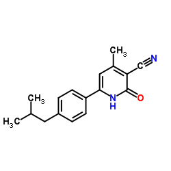 6-(4-Isobutylphenyl)-4-methyl-2-oxo-1,2-dihydro-3-pyridinecarbonitrile结构式