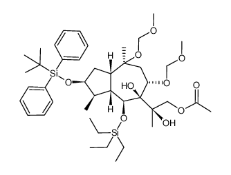 (R)-2-((2S,3R,3aR,4S,5R,6S,8S,8aS)-2-((tert-butyldiphenylsilyl)oxy)-5-hydroxy-6,8-bis(methoxymethoxy)-3,8-dimethyl-4-((triethylsilyl)oxy)decahydroazulen-5-yl)-2-hydroxypropyl acetate结构式