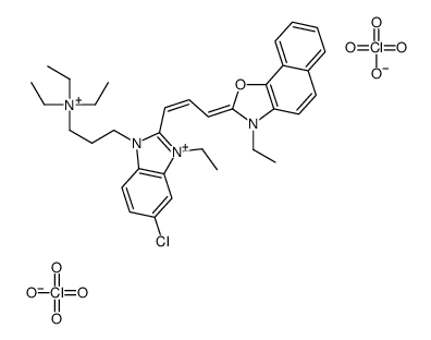 2-[3-[5-chloro-3-ethyl-1,3-dihydro-1-[3-(triethylammonio)propyl]-2H-benzimidazol-2-ylidene]-1-propenyl]-1-ethylnaphth[1,2-d]oxazolium diperchlorate Structure