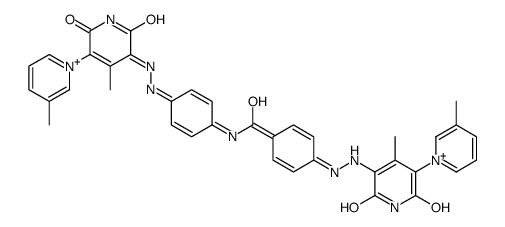 1,3'-Bipyridinium, 5'-[[4-[[4-[(1',2'-dihydro-6'-hydroxy-3,4'-dimethyl-2'-oxo[1,3'-bipyridinium]-5'-yl)azo]benzoyl]amino]phenyl]azo]-1',2'-dihydro-6'-hydroxy-3,4'-dimethyl-2'-oxo-, salt with 2-hydroxypropanoic acid (1:2)结构式