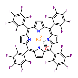 羰基[5,10,15,20-四(2,3,4,5,6-五氟苯基)-21H,23H-卟啉]钌(II)结构式