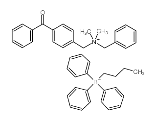 n-(4-[benzoyl]benzyl)-n-benzyl-n,n-dimethyl ammonium butyltriphenyl borate structure