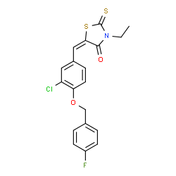 5-((3-CHLORO-4-[(4-FLUOROBENZYL)OXY]PHENYL)METHYLENE)-3-ETHYL-2-THIOXO-1,3-THIAZOLAN-4-ONE结构式