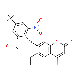 7-[2,6-dinitro-4-(trifluoromethyl)phenoxy]-6-ethyl-4-methylchromen-2-one结构式