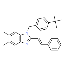 1-[4-(TERT-BUTYL)BENZYL]-5,6-DIMETHYL-2-STYRYL-1H-1,3-BENZIMIDAZOLE结构式