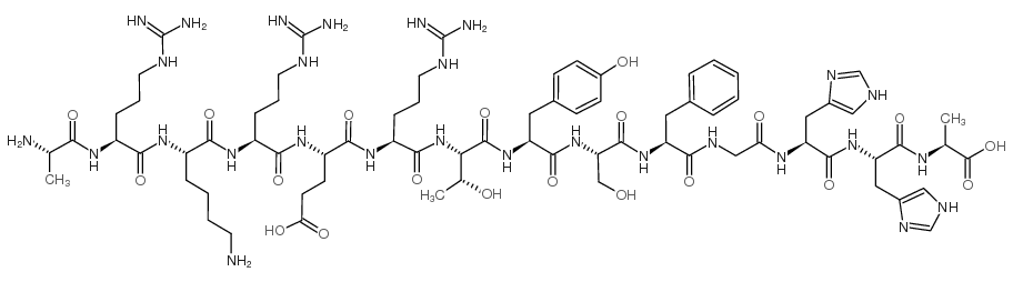 ALA-ARG-LYS-ARG-GLU-ARG-THR-TYR-SER-PHE-GLY-HIS-HIS-ALA结构式