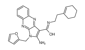 2-amino-N-[2-(cyclohexen-1-yl)ethyl]-1-(furan-2-ylmethyl)pyrrolo[3,2-b]quinoxaline-3-carboxamide结构式